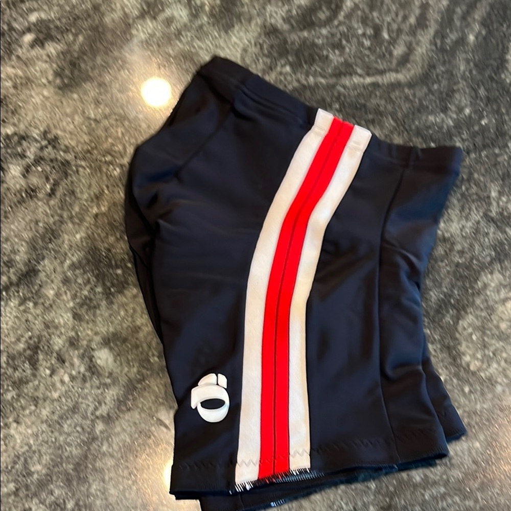 Pearlizumi Black Padded Cycling Shorts with Red and White Stripe